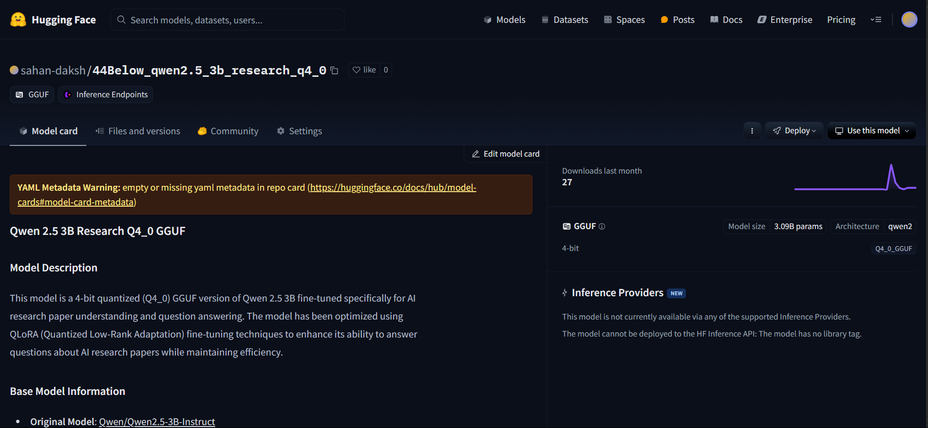 LLM Fine-Tuning: Qwen 2.5 3B for AI Research QA
